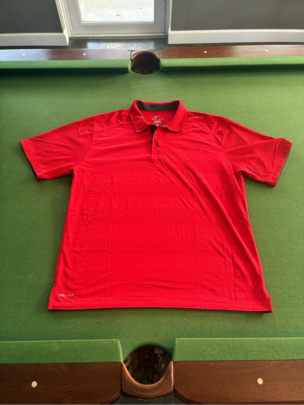 Nike Polo Style Men’s Golf Performance Shirt Red Black Striped XL Short Sleeve